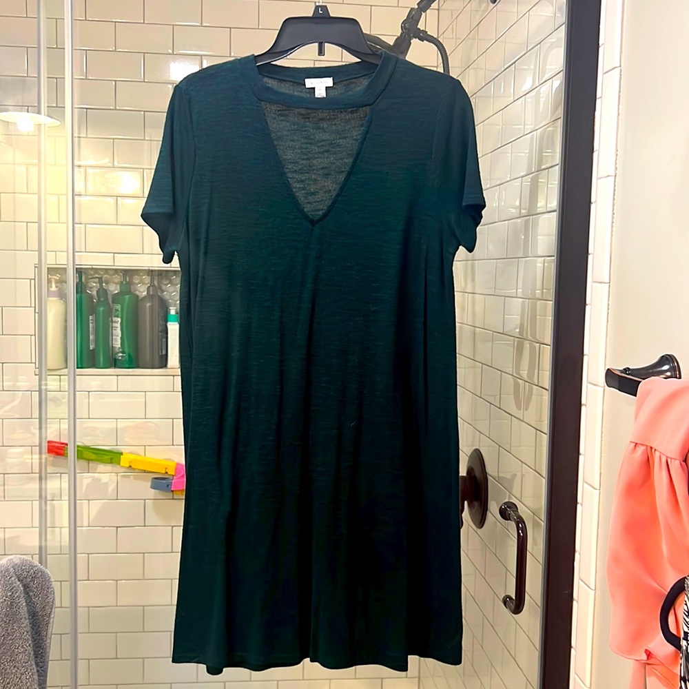 Dark green winter dress